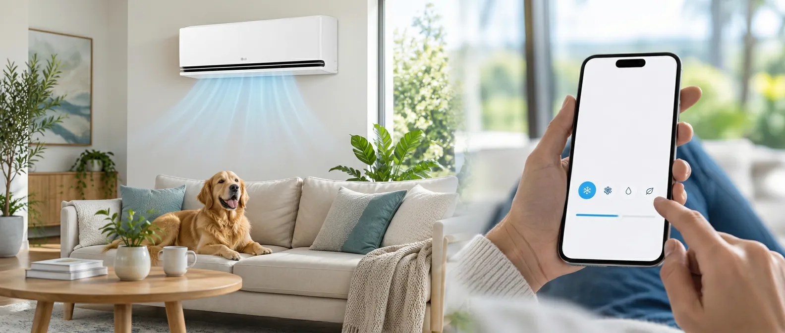 LG airco bedienbaar via de app, huisdiervriendelijk en ideaal om voor te koelen of te verwarmen